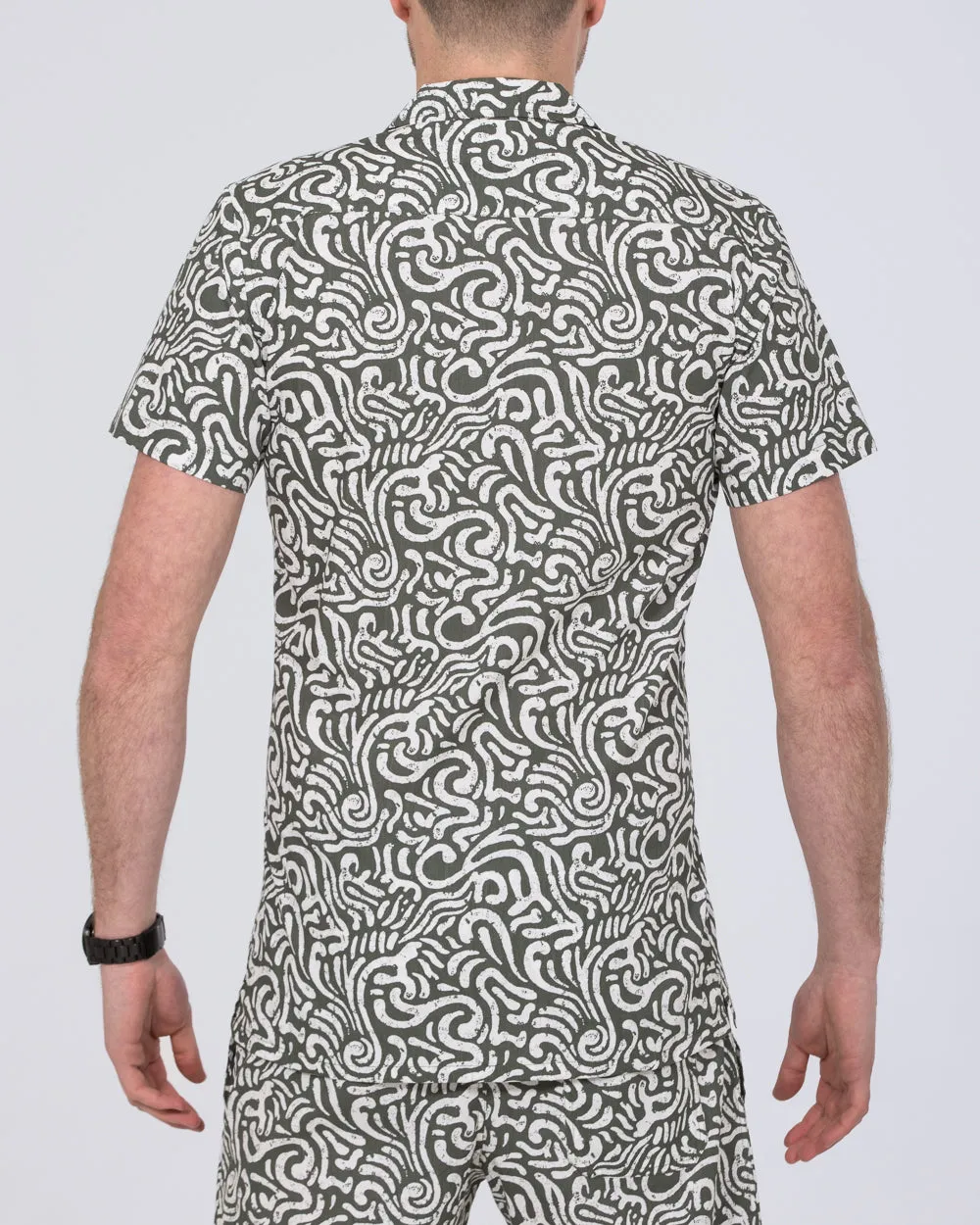 2t Slim Fit Tall Abstract Revere Shirt (light olive) Outfit Base