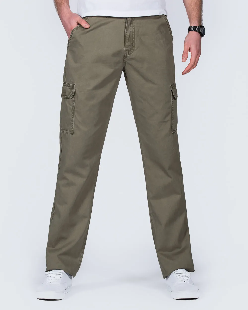 2t Slim Fit Tall Cargo Trousers (dark khaki) military inspired