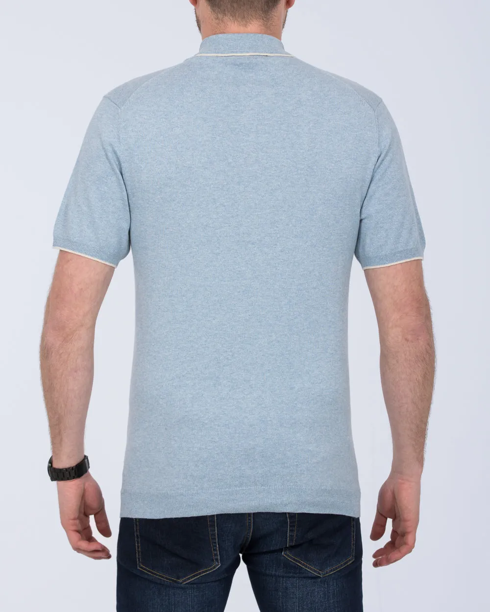 2t Slim Fit Tall Cotton Knitted Polo Shirt (sky) quick shift