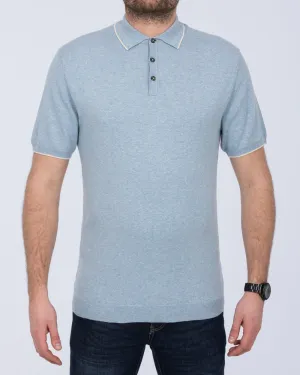 2t Slim Fit Tall Cotton Knitted Polo Shirt (sky) relaxed ease