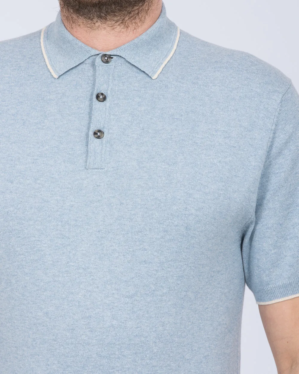 2t Slim Fit Tall Cotton Knitted Polo Shirt (sky) sport tone