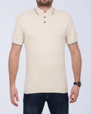 2t Slim Fit Tall Cotton Knitted Polo Shirt (stone) fall mode