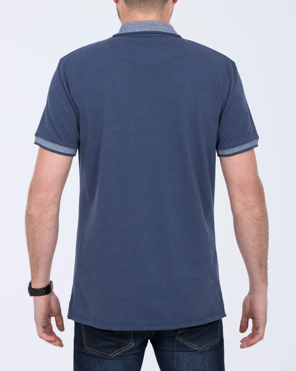 2t Slim Fit Tall Pique Jacquard Polo Shirt (royal blue marl) sharp edge
