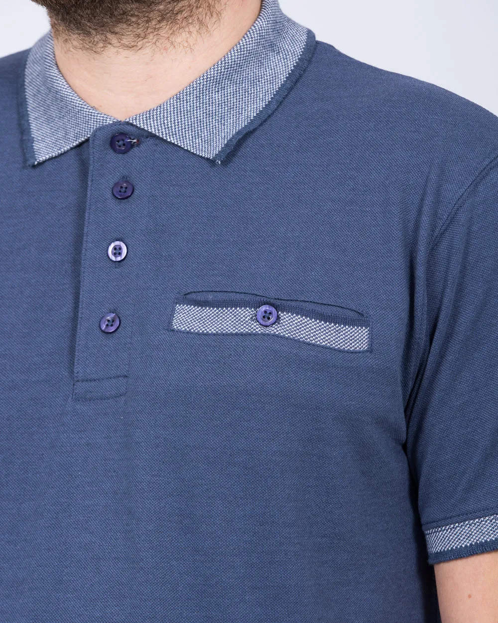 2t Slim Fit Tall Pique Jacquard Polo Shirt (royal blue marl) easy blend
