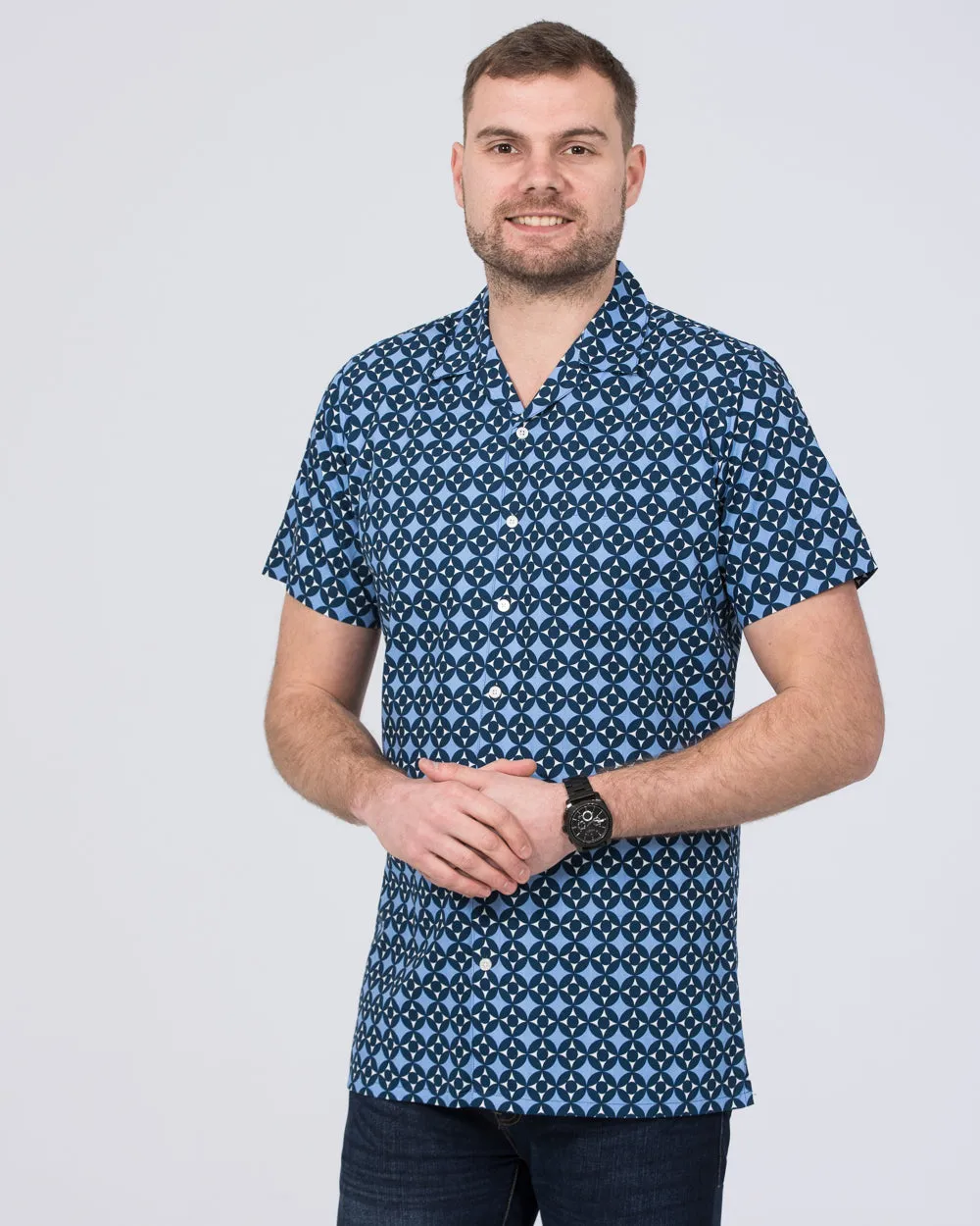 2t Slim Fit Tall Short Sleeve Revere Shirt (geometric) Ease Motion