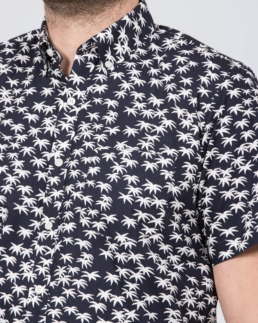 2t Slim Fit Tall Short Sleeve Shirt (navy palm) Body Fit