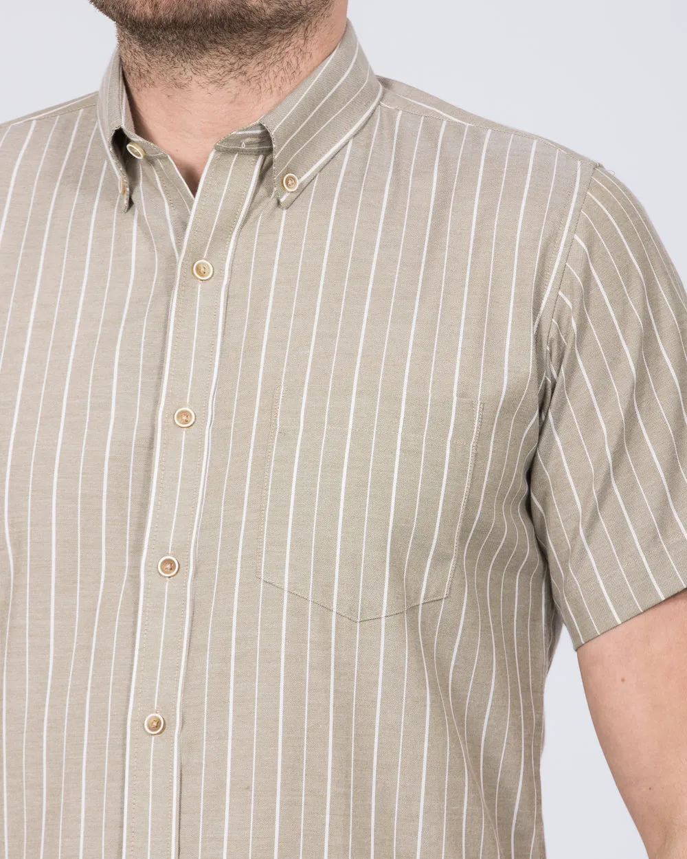 2t Slim Fit Tall Short Sleeve Striped Shirt (green) Clean Fit
