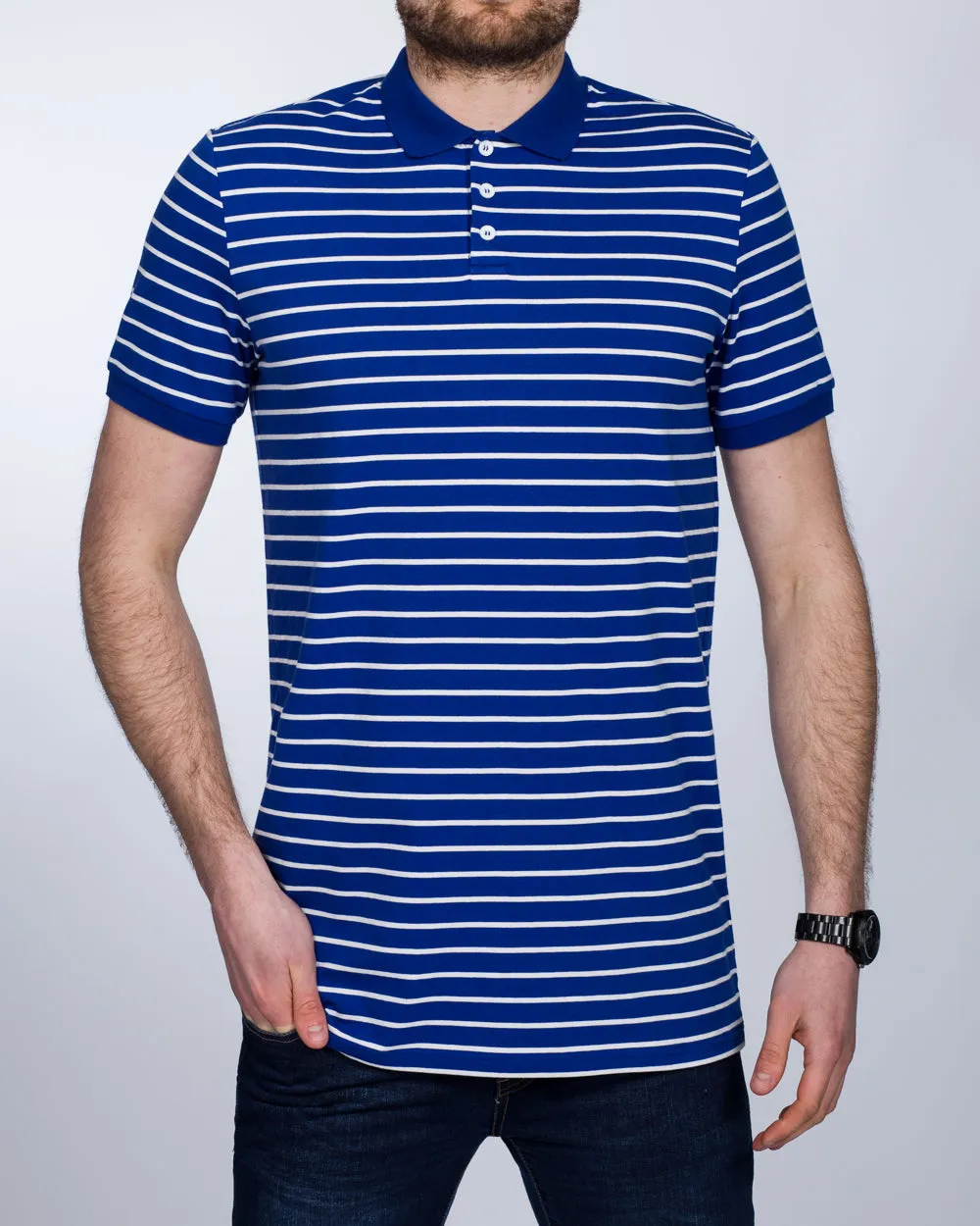 2t Slim Fit Tall Striped Polo Shirt (blue) business trip