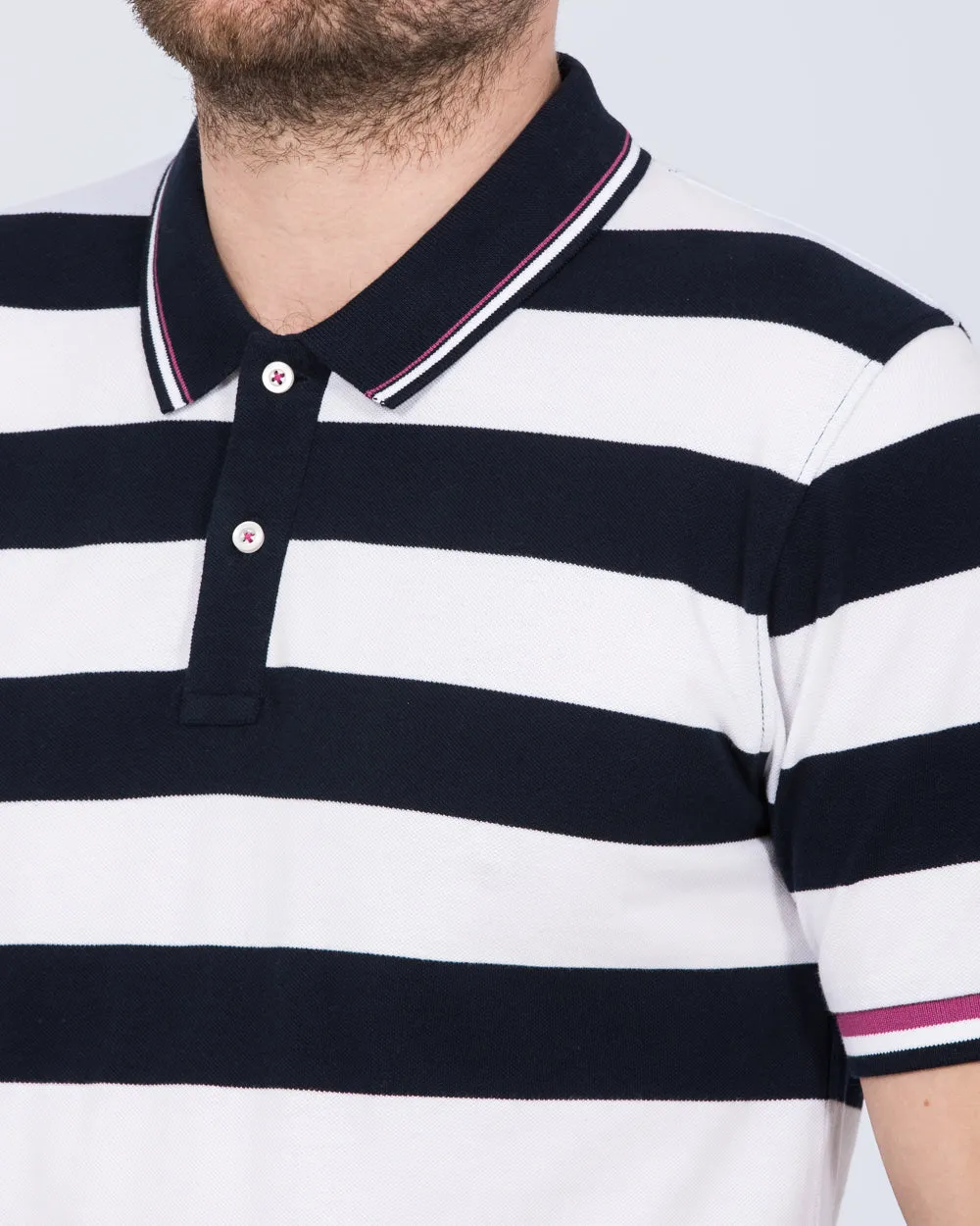 2t Slim Fit Tall Striped Polo Shirt (navy/white) leisure look