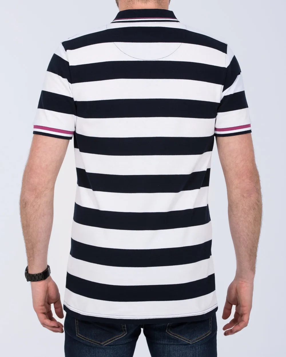 2t Slim Fit Tall Striped Polo Shirt (navy/white) fresh cut