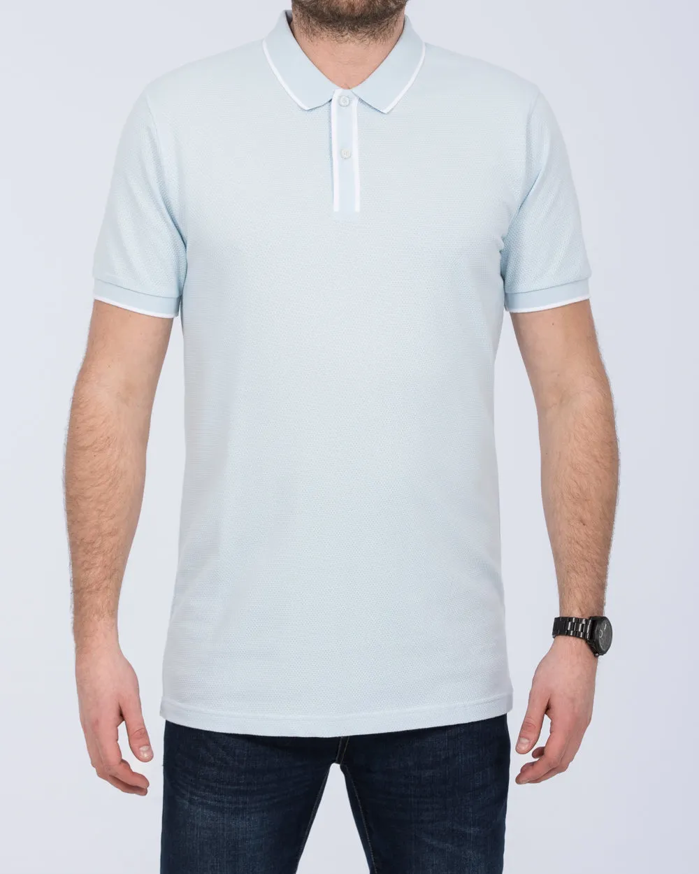 2t Slim Fit Tall Tipped Polo Shirt (ice blue) smooth fit