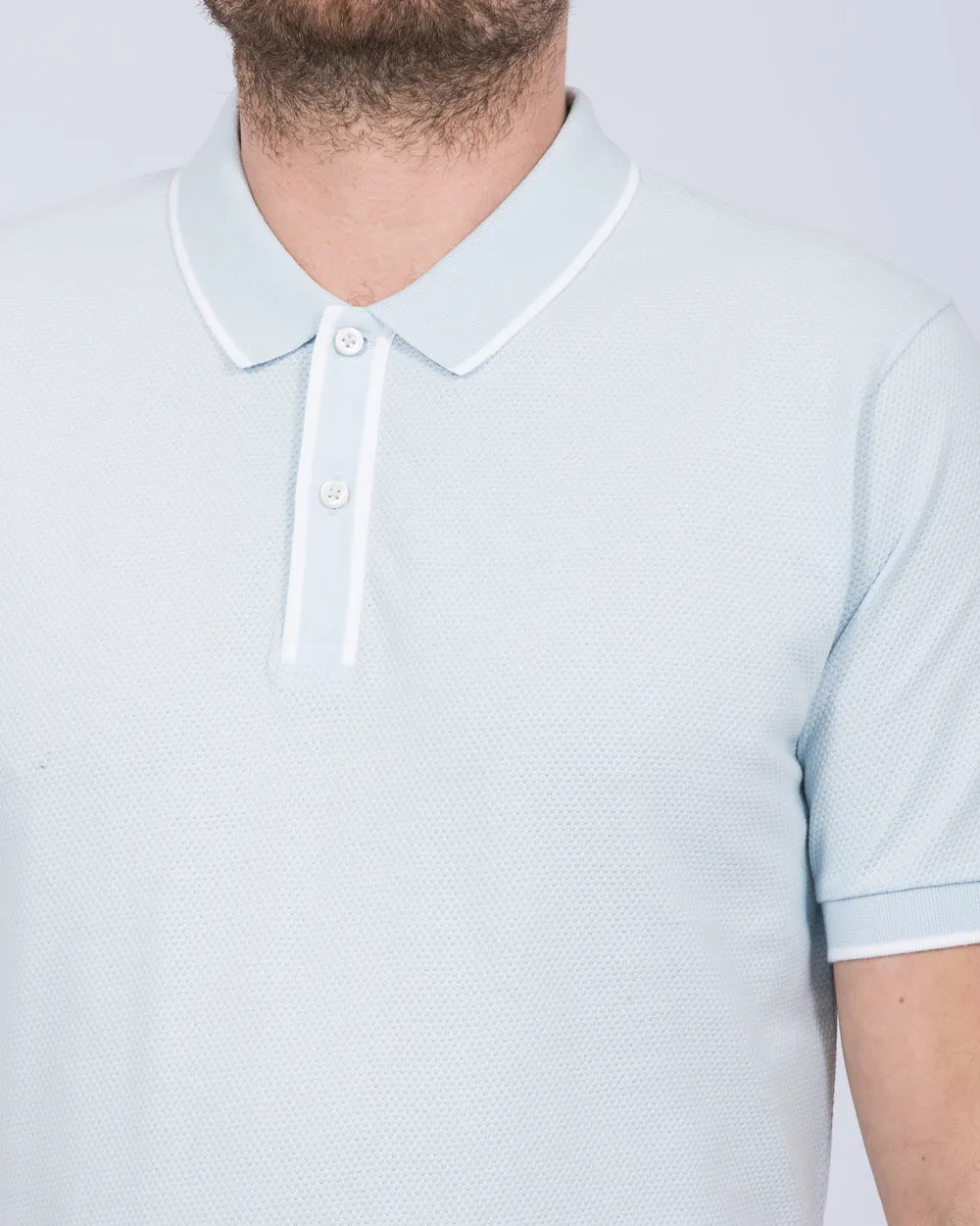 2t Slim Fit Tall Tipped Polo Shirt (ice blue) tailored ease