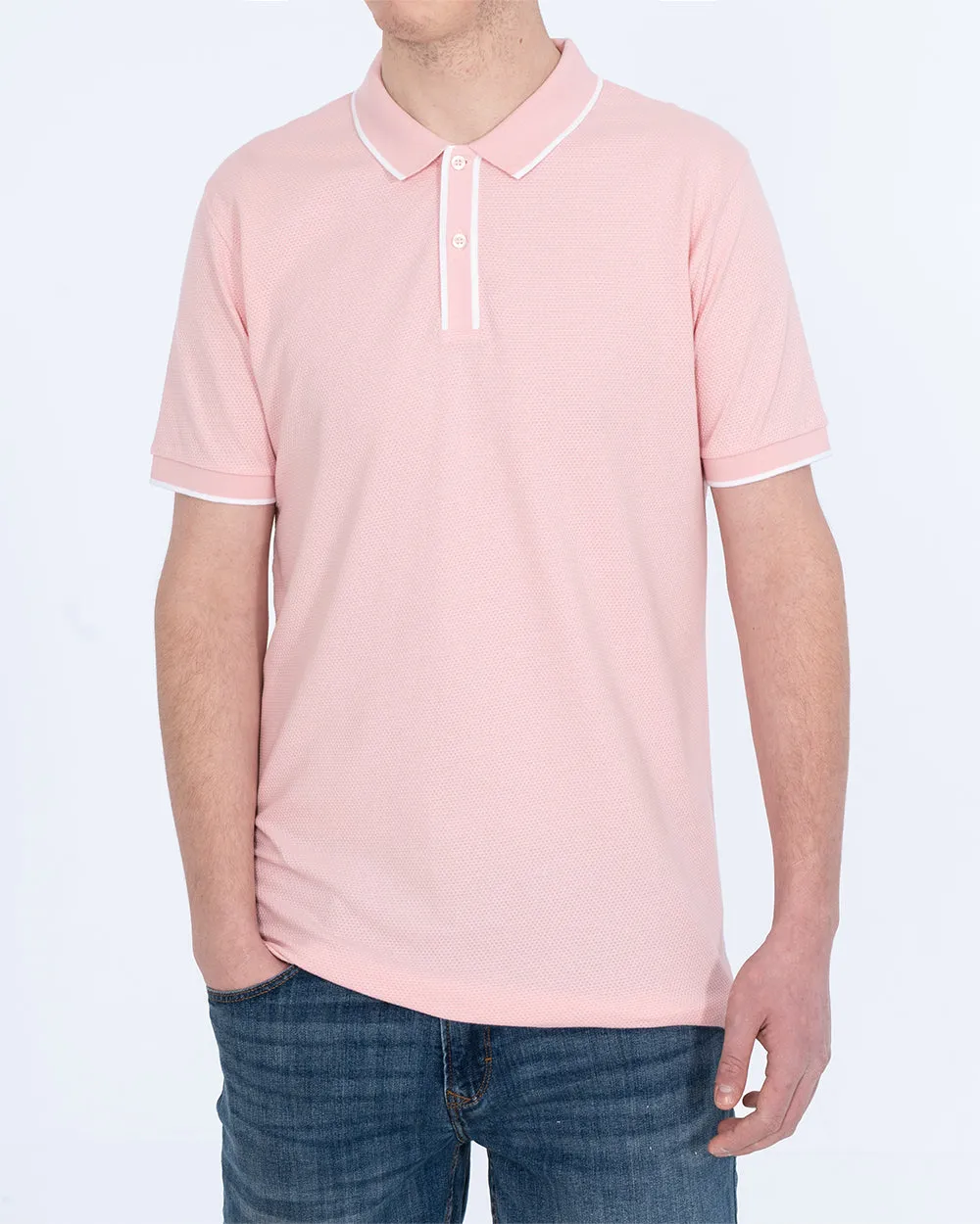2t Slim Fit Tall Tipped Polo Shirt (pink) brunch date