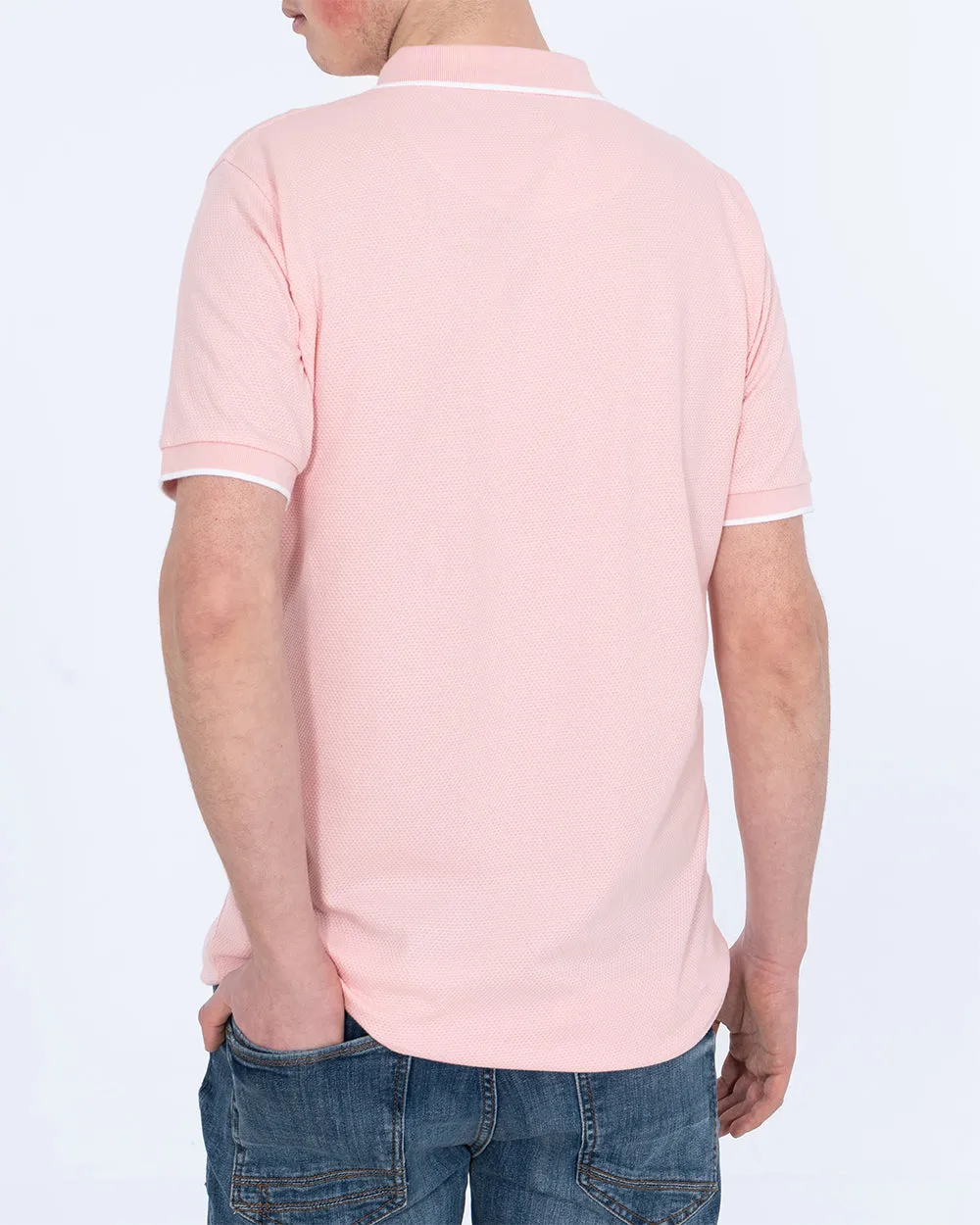 2t Slim Fit Tall Tipped Polo Shirt (pink) fresh breeze