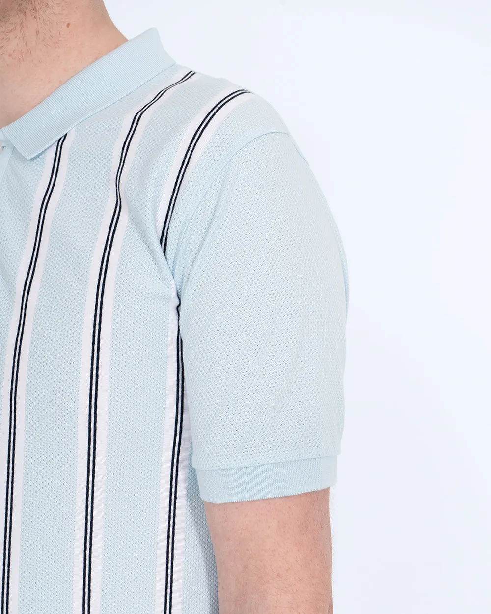 2t Slim Fit Tall Vertical Striped Polo Shirt (ice blue) smooth flow