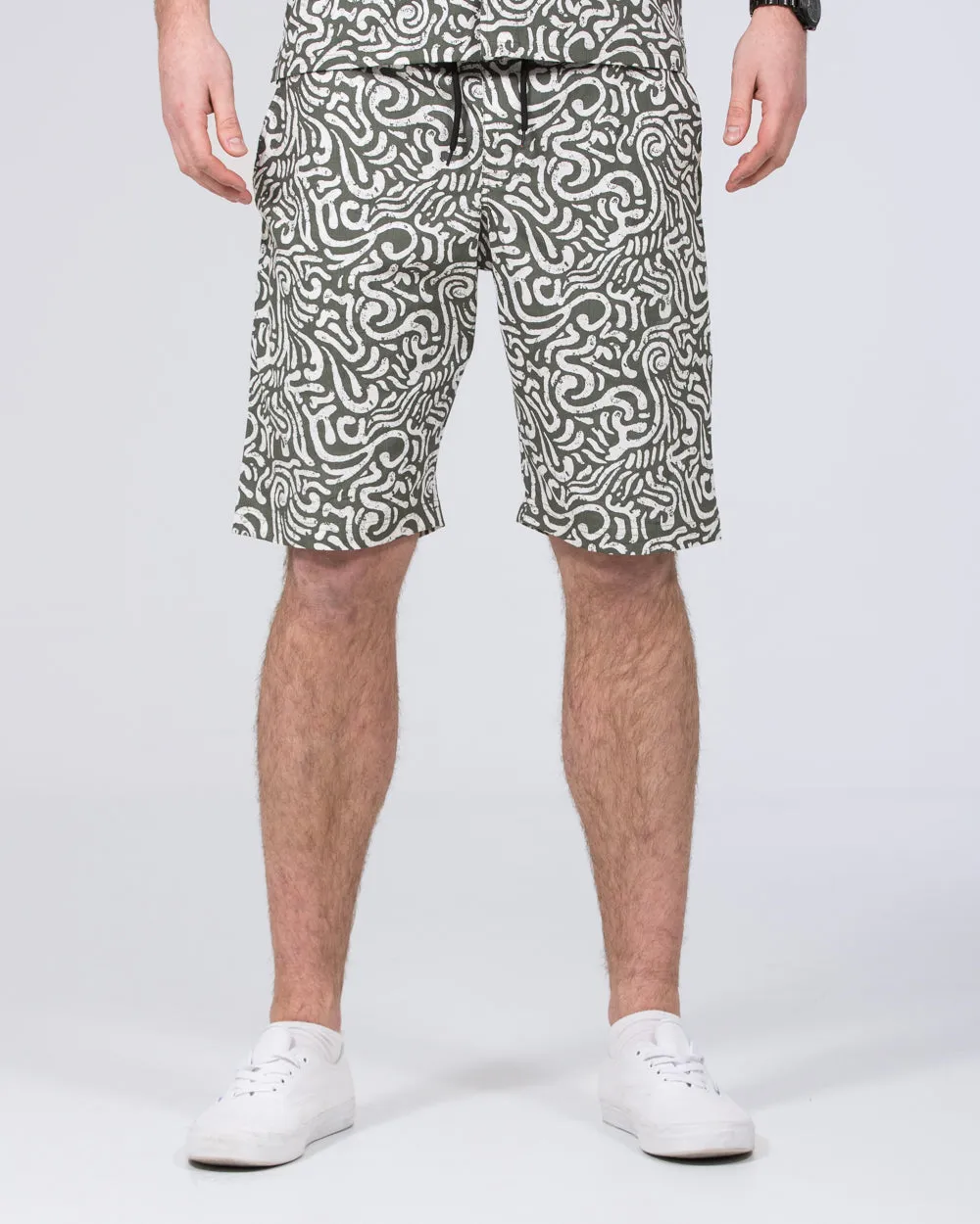 2t Tall Abstract Cotton Shorts (light olive) vibrant comfort
