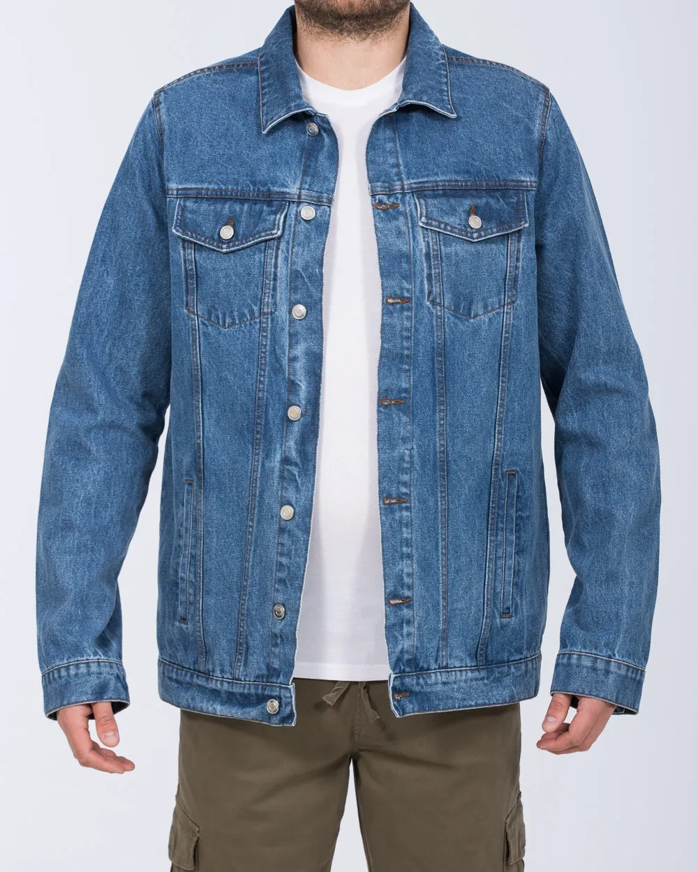 2t Tall Denim Jacket (mid wash) rainy walk gear