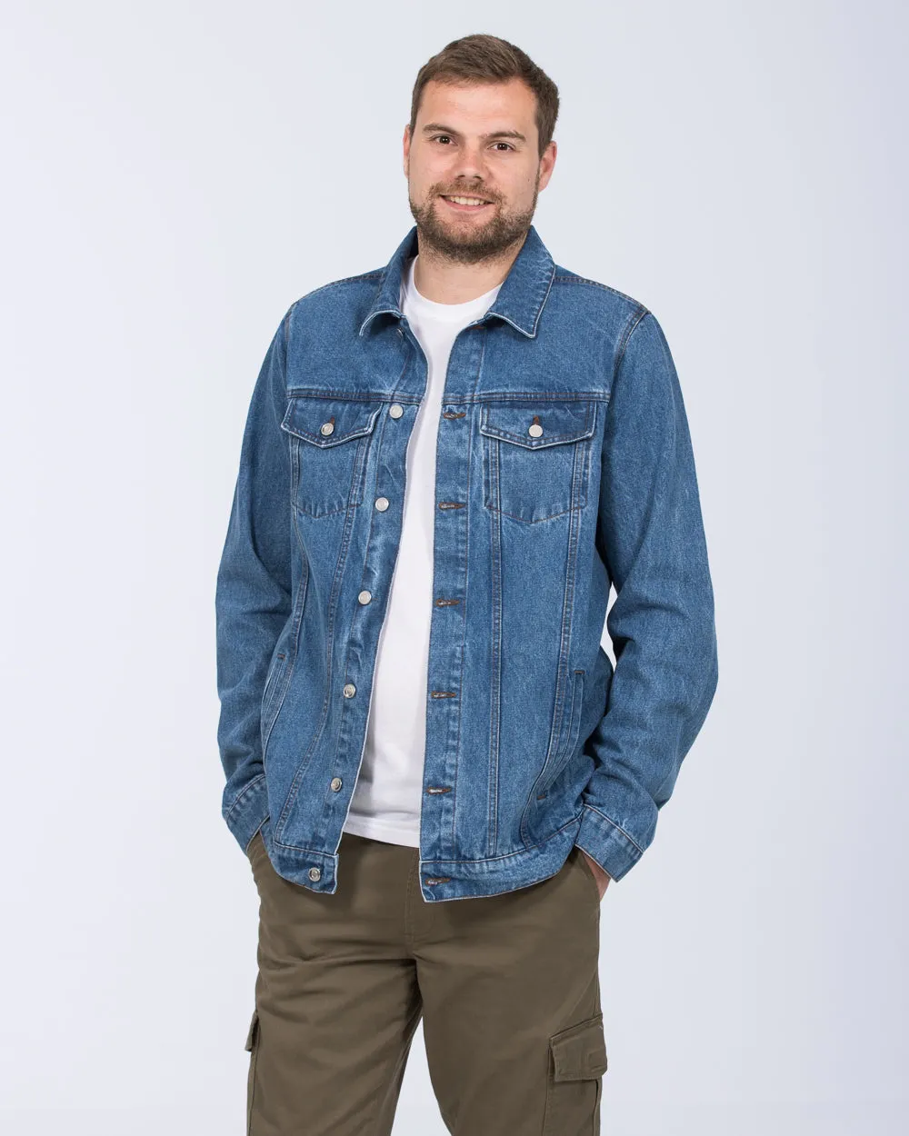 2t Tall Denim Jacket (mid wash) winter minimalist look