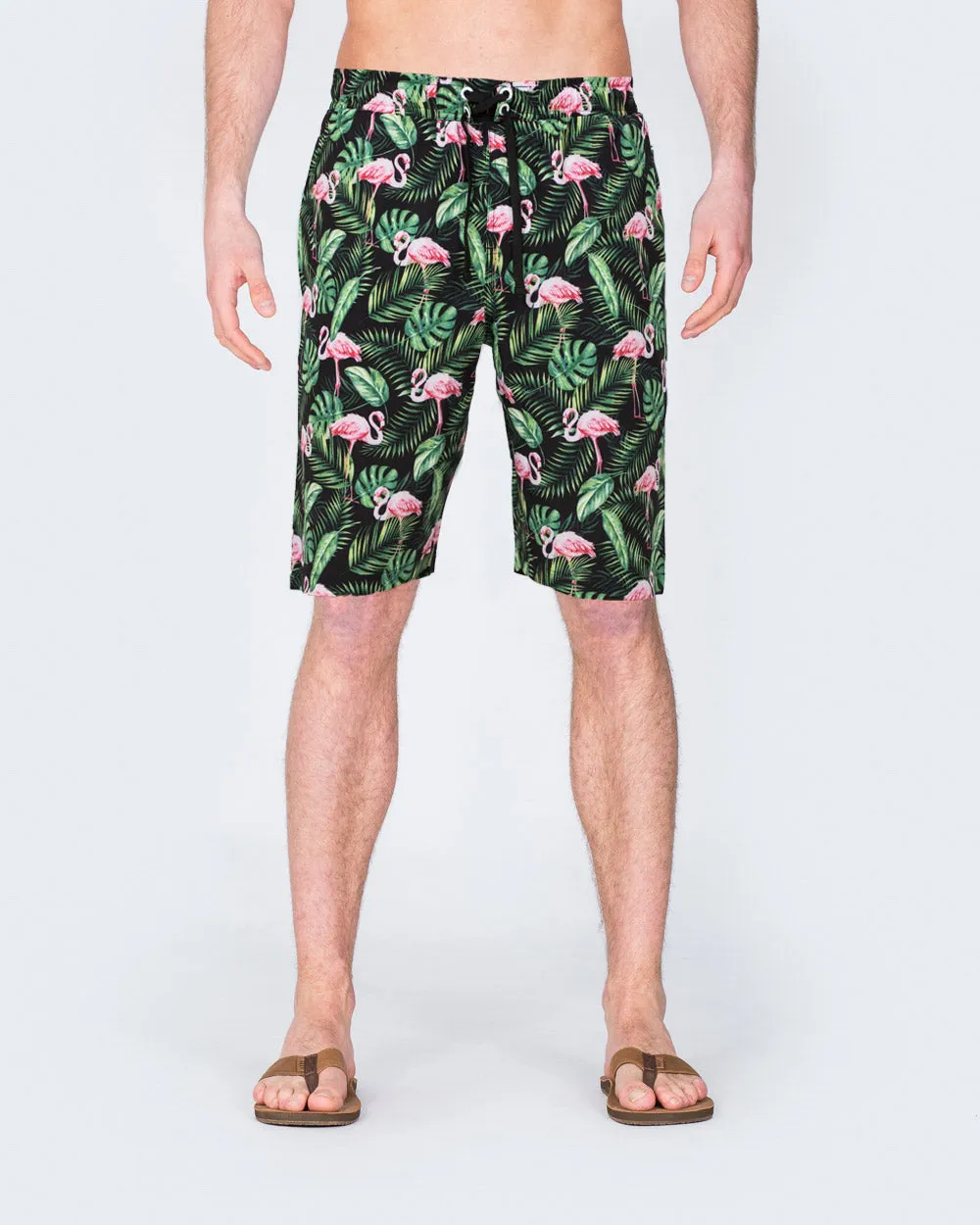 2t Tall Flamingo Print Swim Shorts (black) quick dry