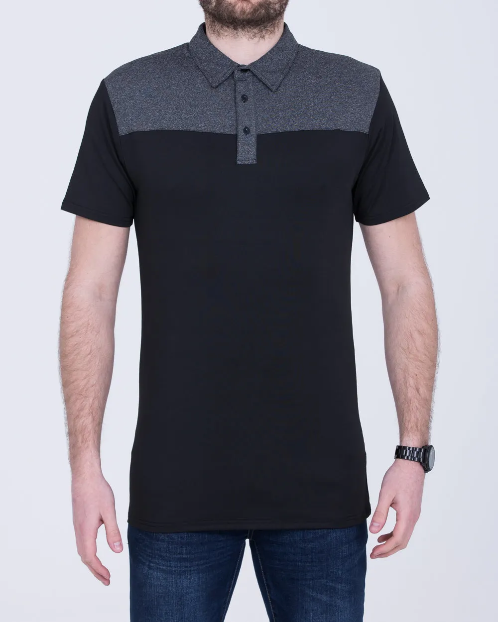2t Tall Golf Polo Shirt (charcoal/black) tidy fit