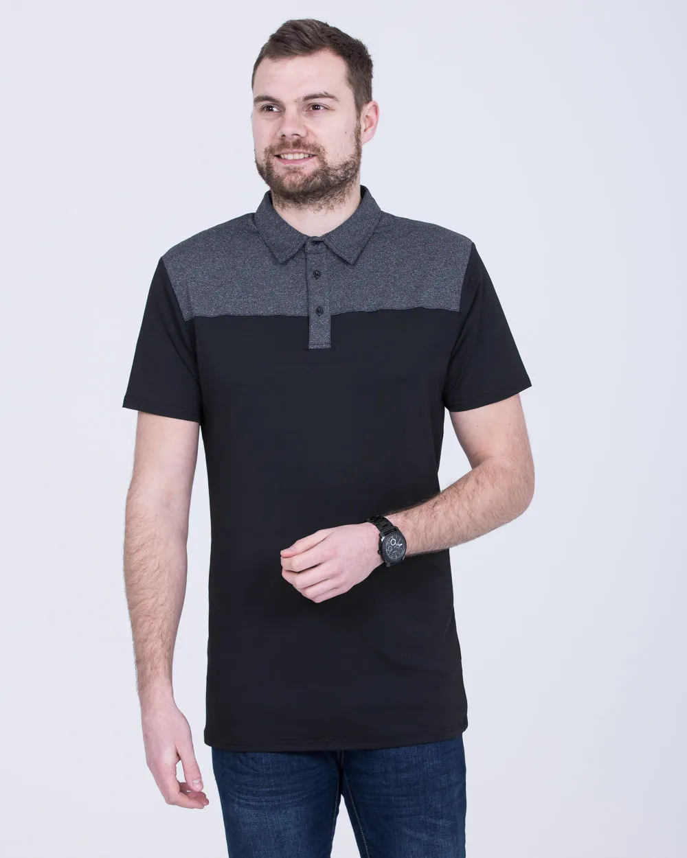 2t Tall Golf Polo Shirt (charcoal/black) street edge