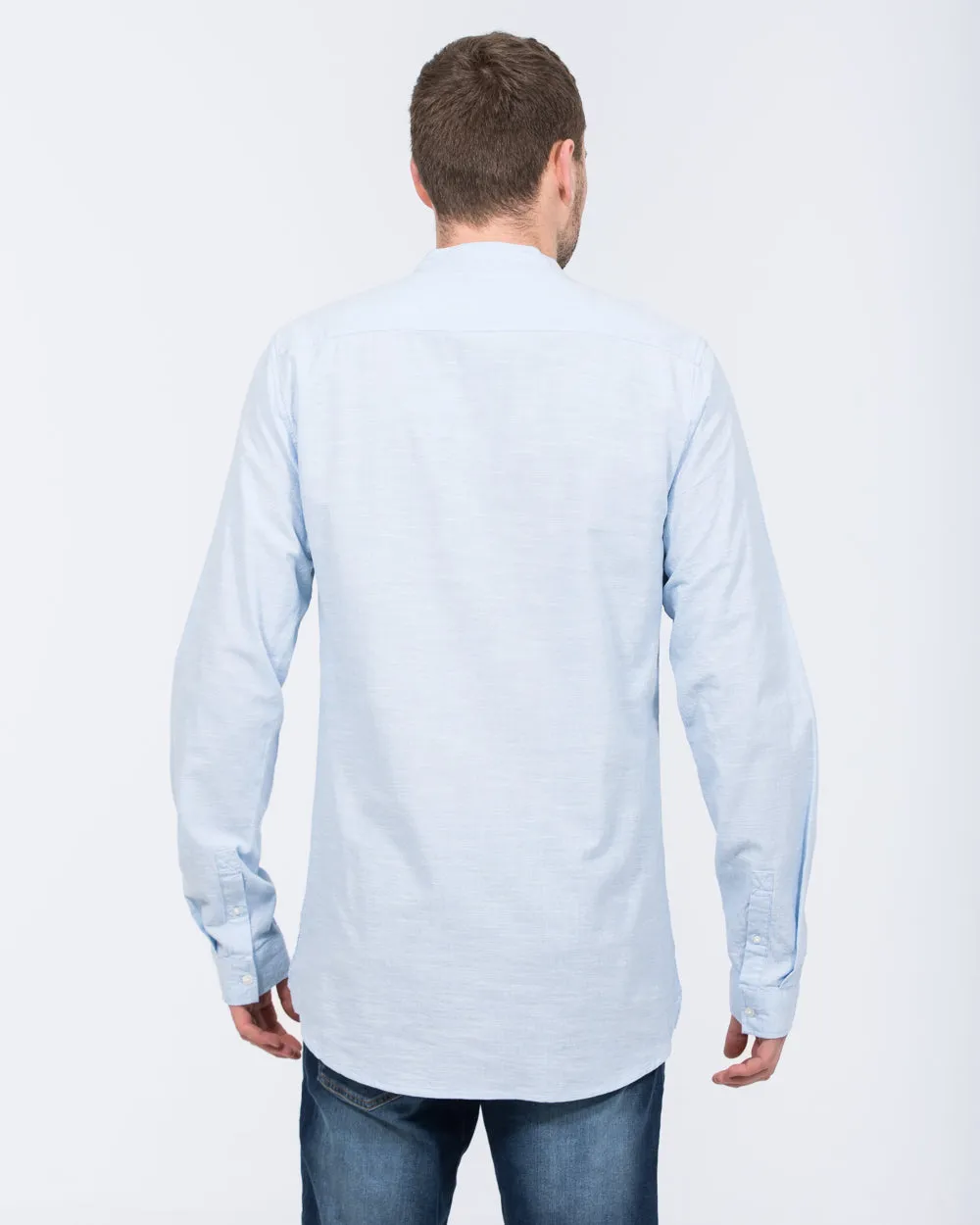 2t Tall Grandad Collar Shirt (blue) Easy Clean