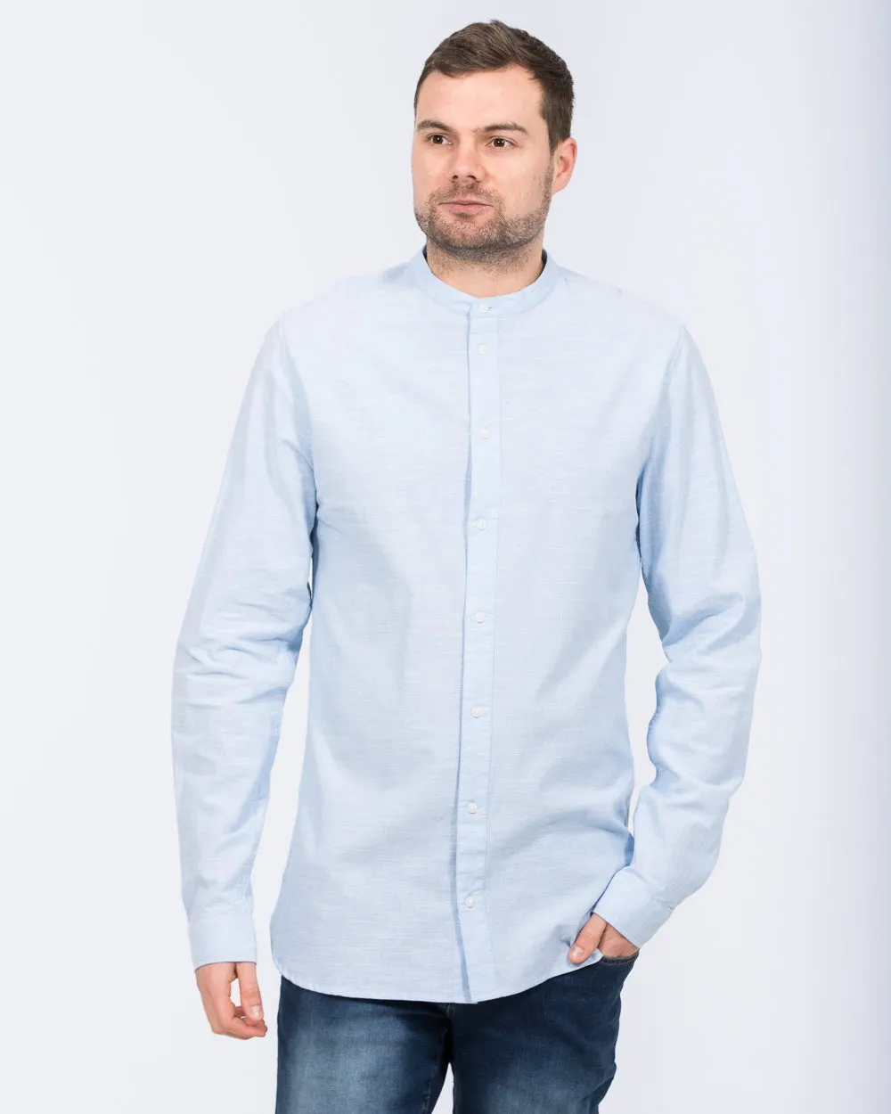 2t Tall Grandad Collar Shirt (blue) Ease Motion