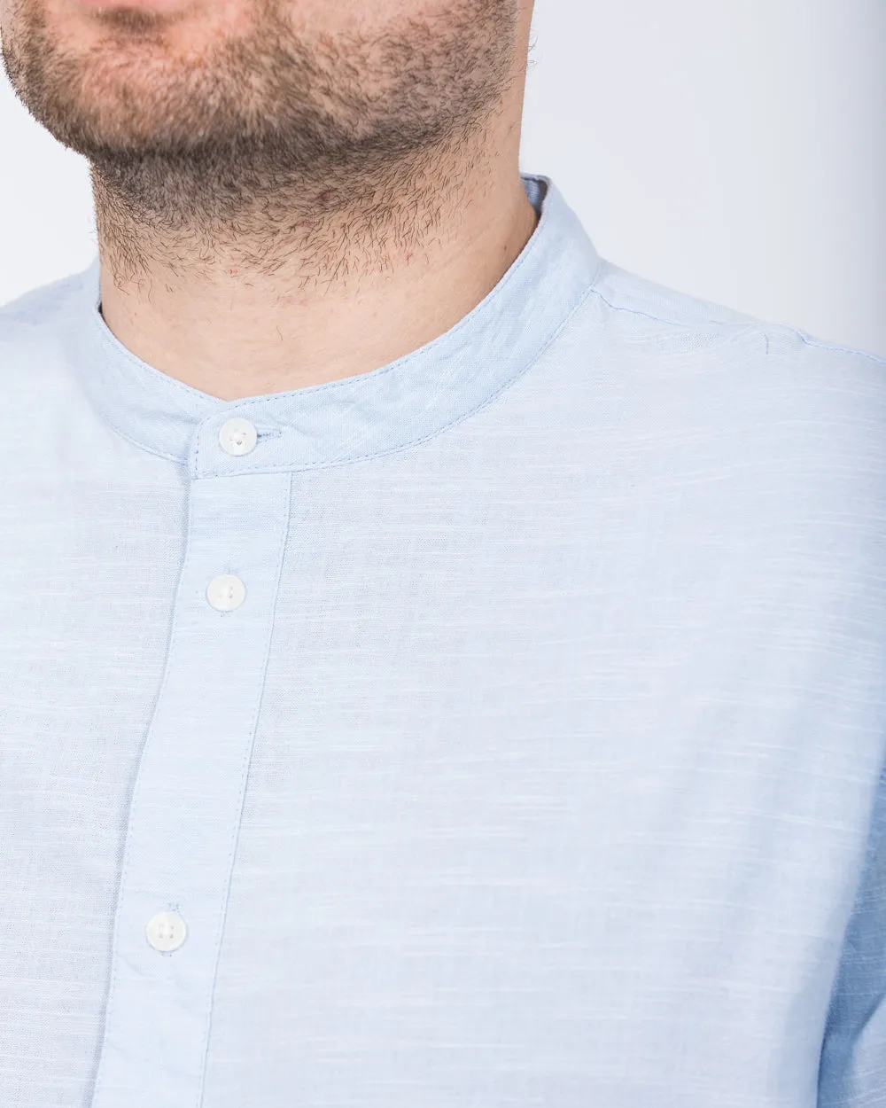 2t Tall Grandad Collar Shirt (blue) Silky Day