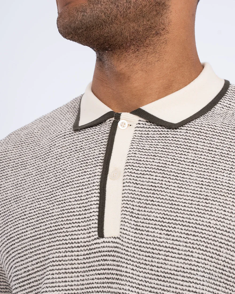 2t Tall Jacquard Tipped Polo Shirt (cream) fresh outfit