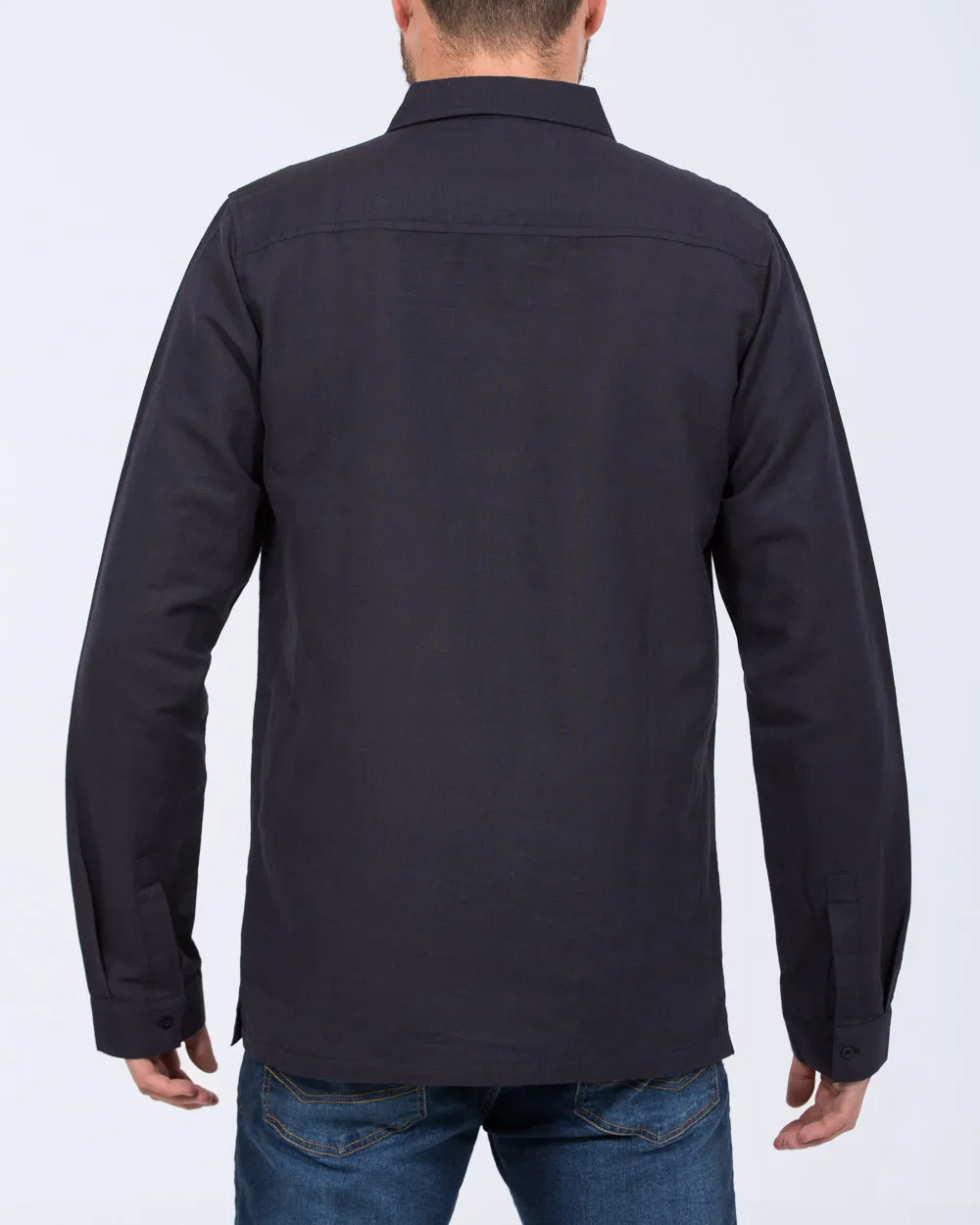 2t Tall Long Sleeve Linen Blend Shirt (navy) Clean Comfort