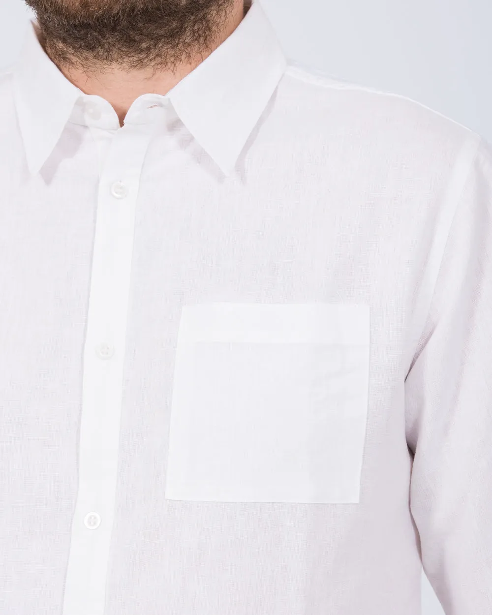 2t Tall Long Sleeve Linen Blend Shirt (white) Active Ease