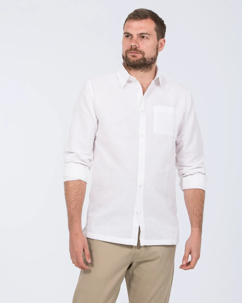 2t Tall Long Sleeve Linen Blend Shirt (white) Breezy Motion