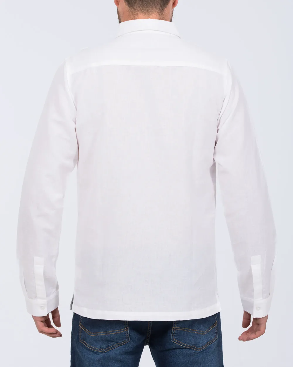 2t Tall Long Sleeve Linen Blend Shirt (white) Lounge Smart