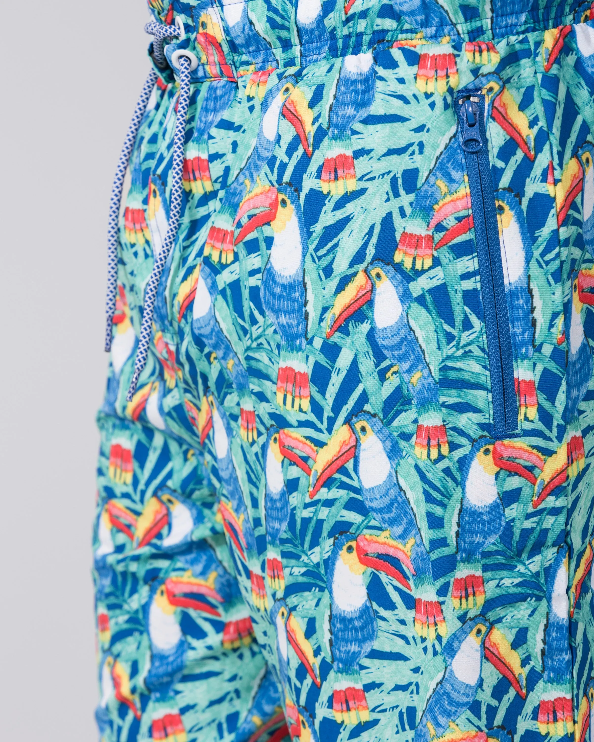2t Tall Parrot Print Swim Shorts (blue) slim design