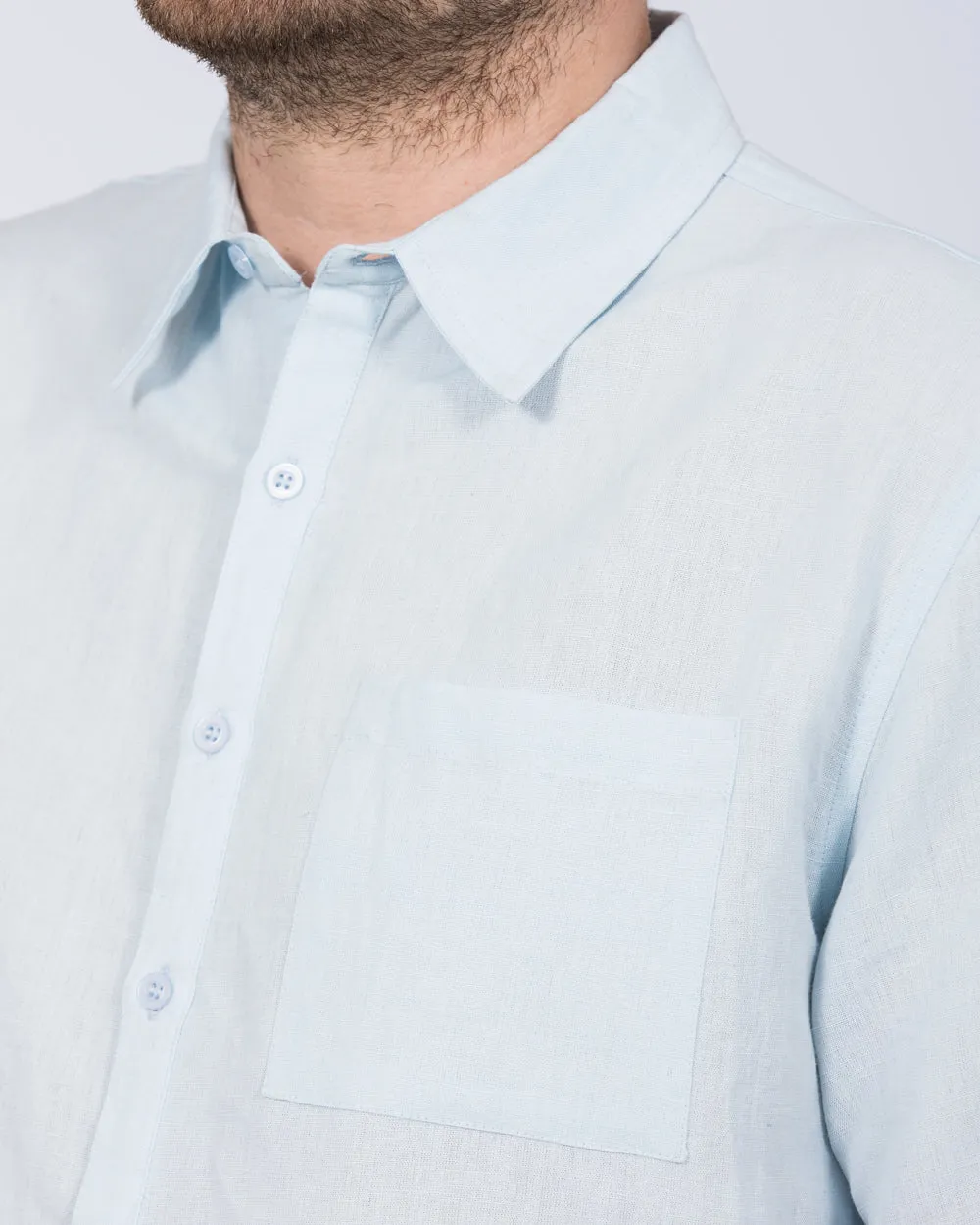 2t Tall Short Sleeve Linen Blend Shirt (pale blue) Neat Touch