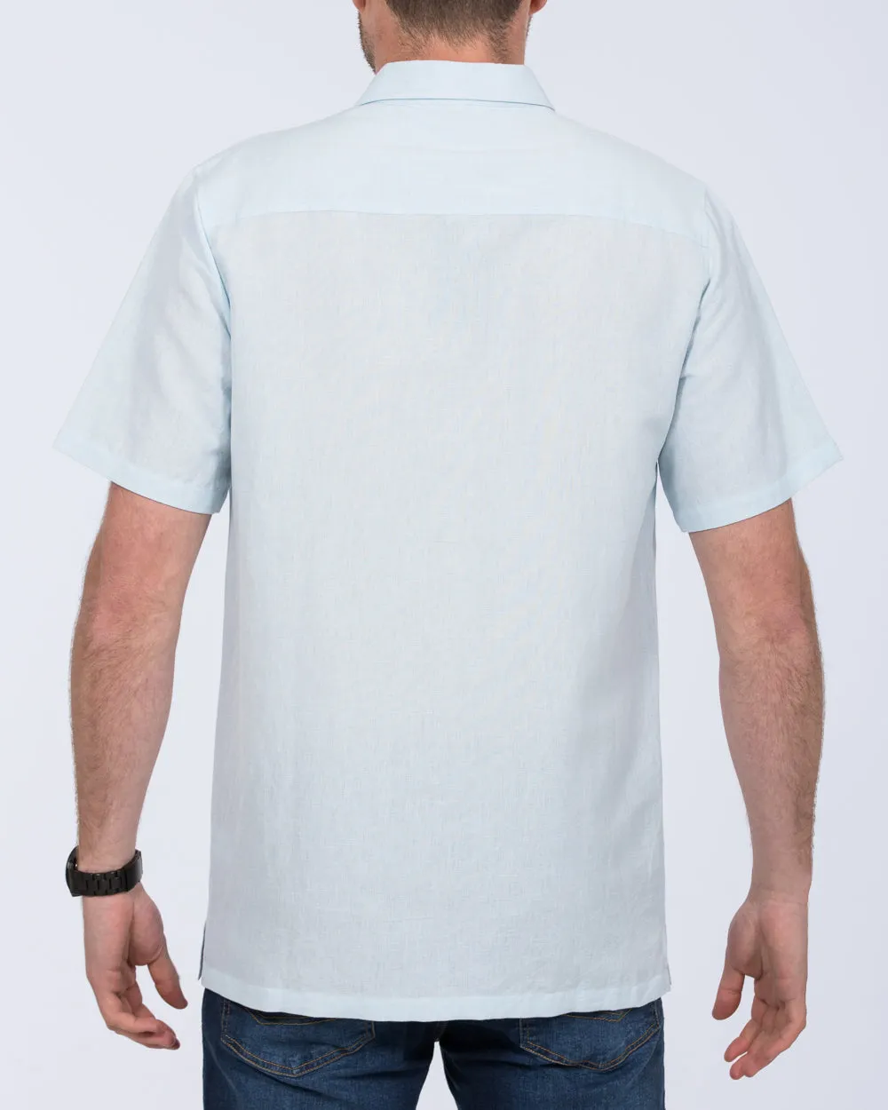 2t Tall Short Sleeve Linen Blend Shirt (pale blue) Travel Light