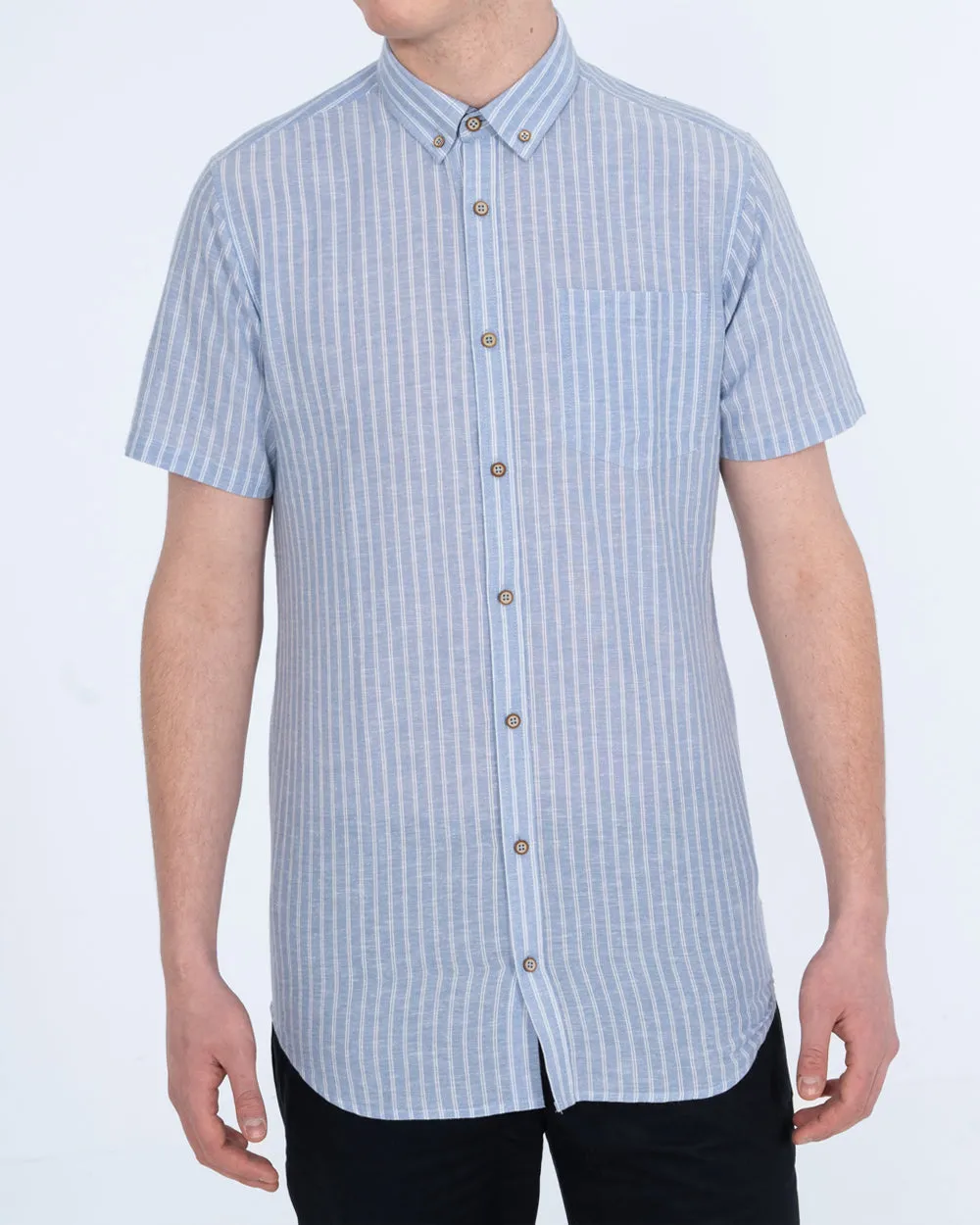2t Tall Short Sleeve Linen Blend Shirt (sky) Mindful Wear