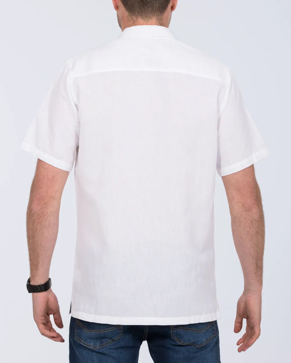 2t Tall Short Sleeve Linen Blend Shirt (white) Chill Mood