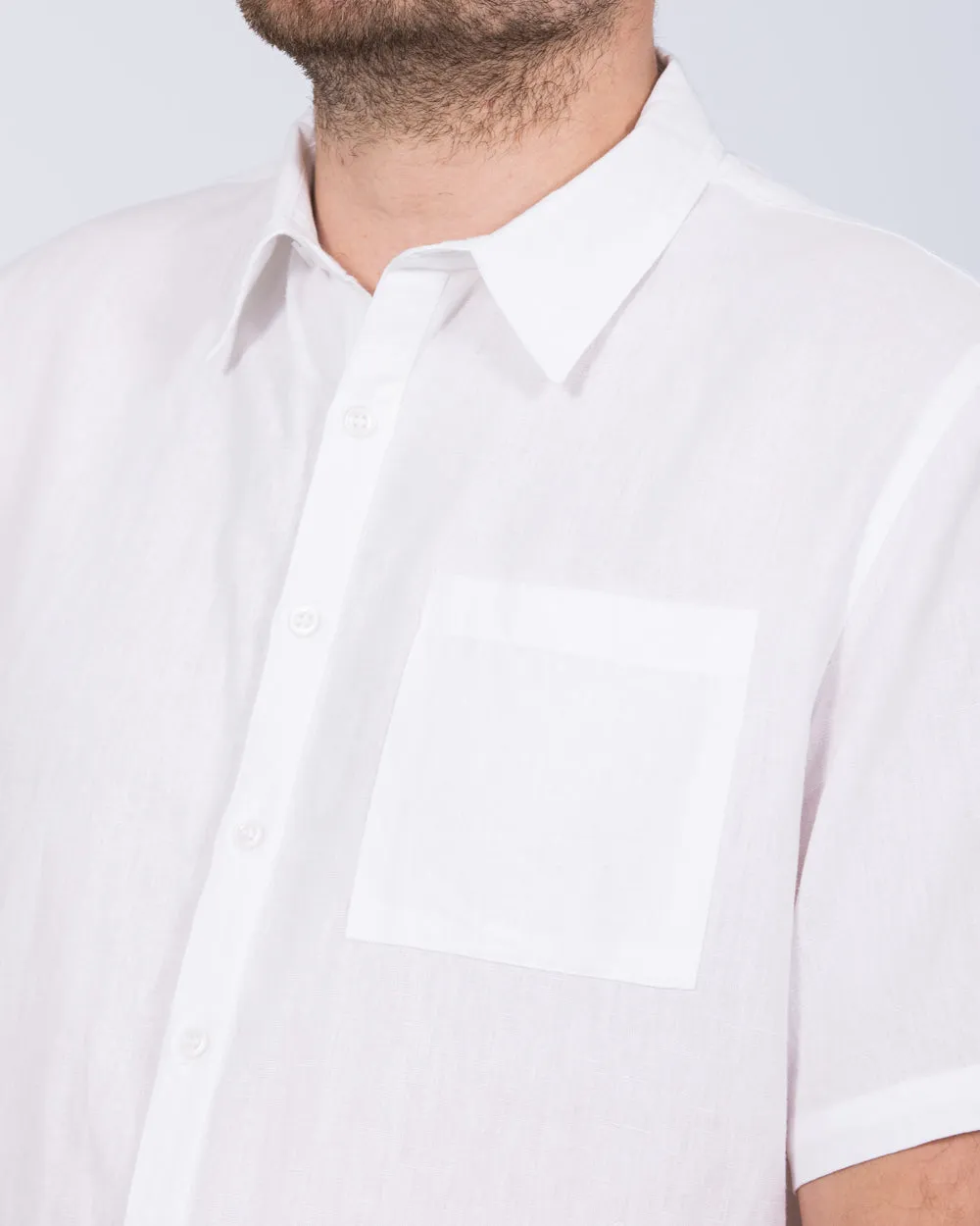 2t Tall Short Sleeve Linen Blend Shirt (white) Soft Daily