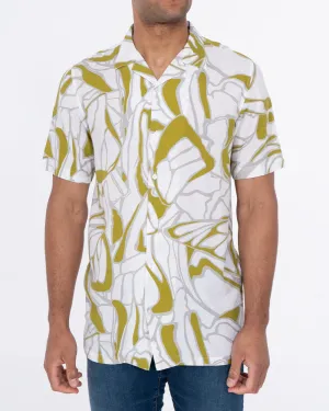 2t Tall Short Sleeve Revere Shirt (white/green) Neat Look