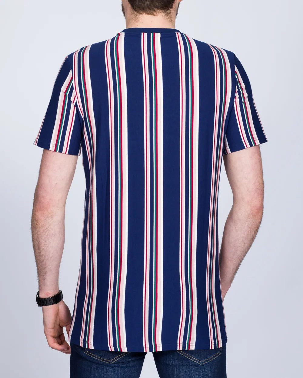 2t Tall Striped T-Shirt (navy/red) loose edge