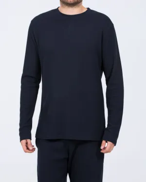 2t Tall Waffle Long Sleeve Pyjama Top (navy) Elastic waist