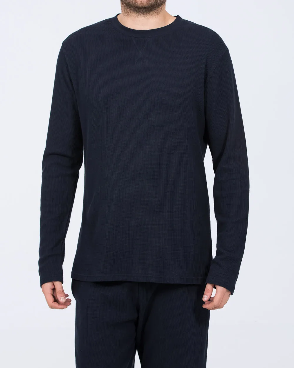 2t Tall Waffle Long Sleeve Pyjama Top (navy) Soft skin
