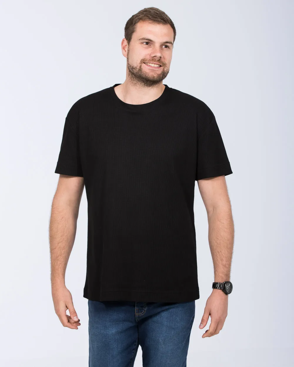 2t Tall Waffle Oversized T-Shirt (black) smart pick