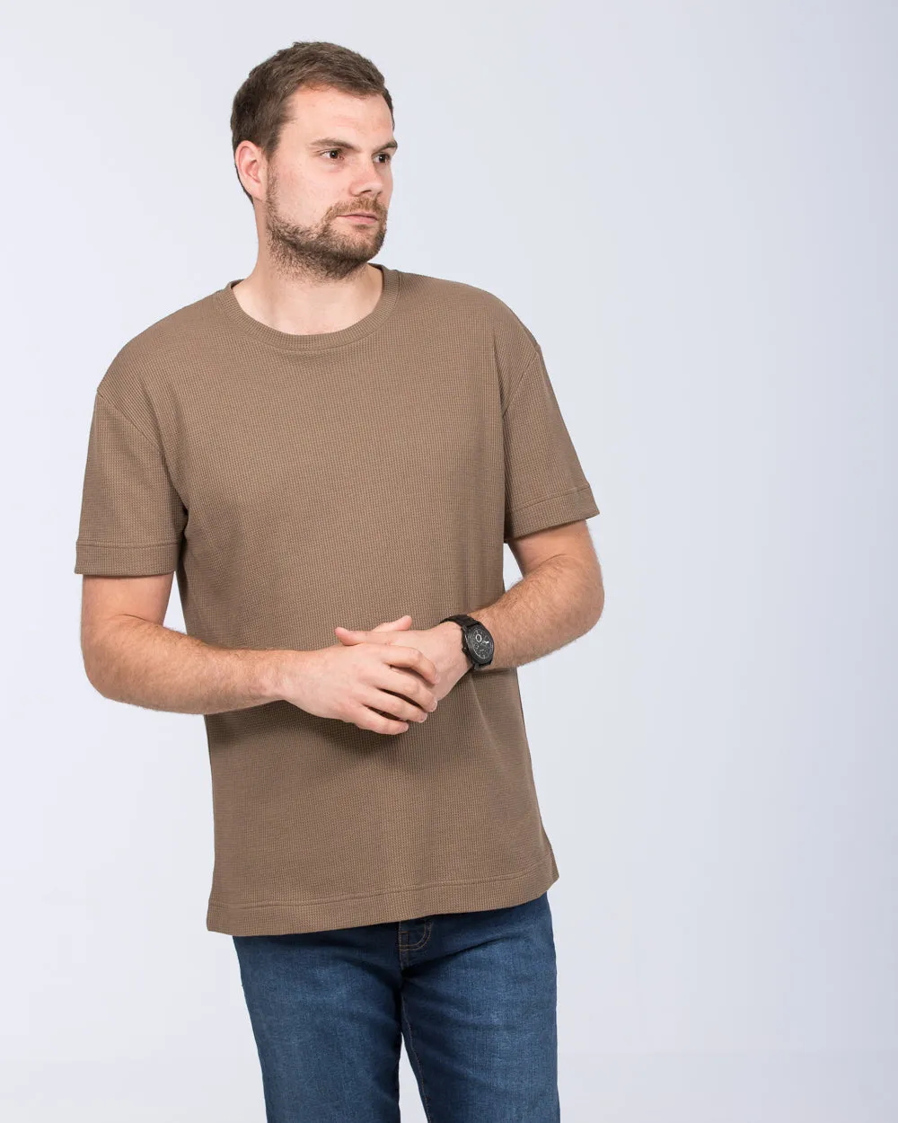 2t Tall Waffle Oversized T-Shirt (khaki) vibe tee