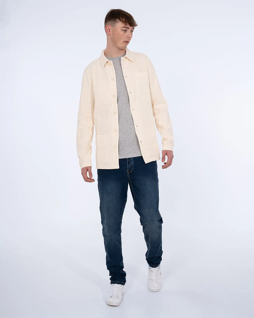 2t Tristian Tall Cotton Utility Shacket (ecru) soft touch fit