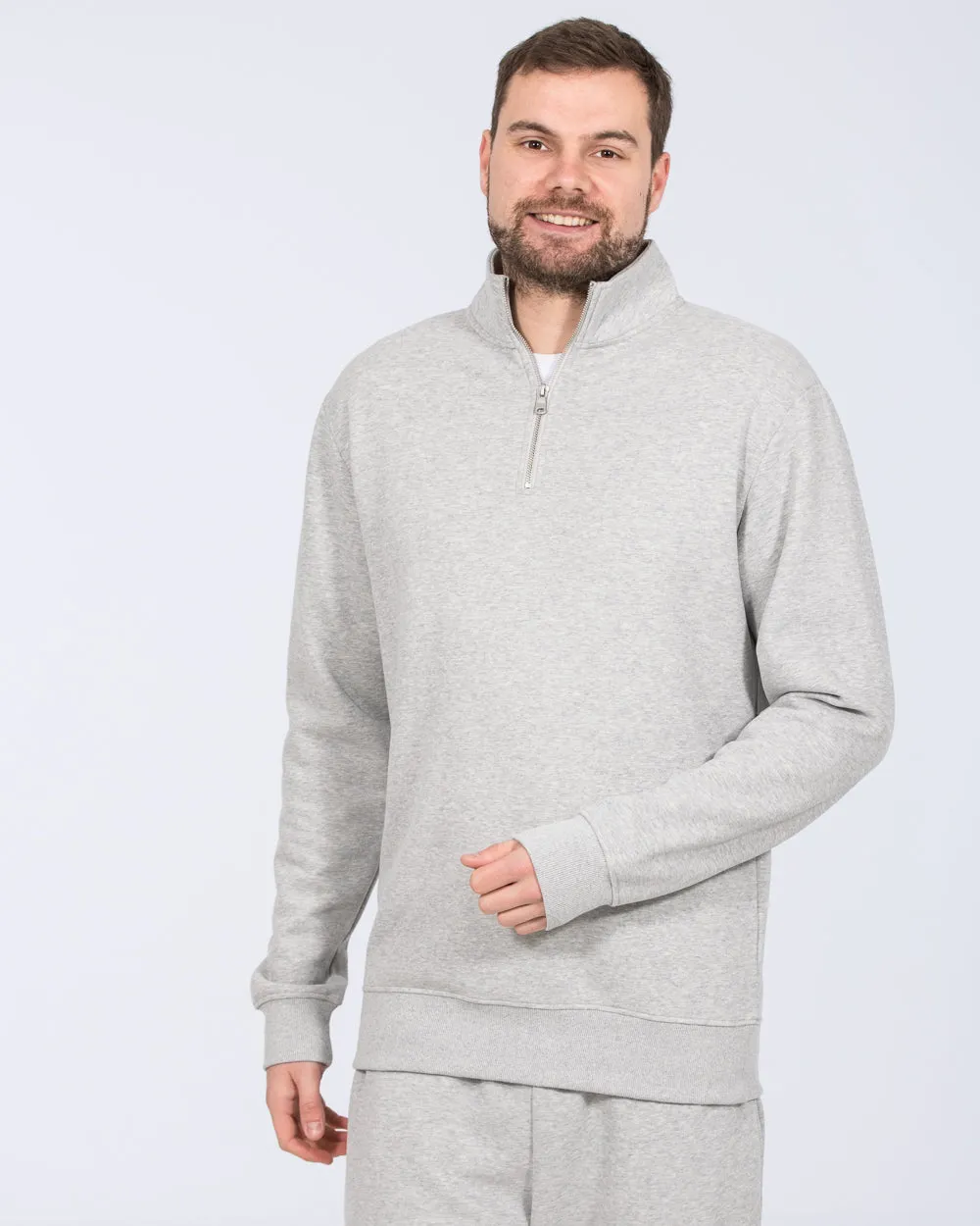 2t Wyatt Tall Quarter Zip Sweatshirt (heather grey) indoor chill