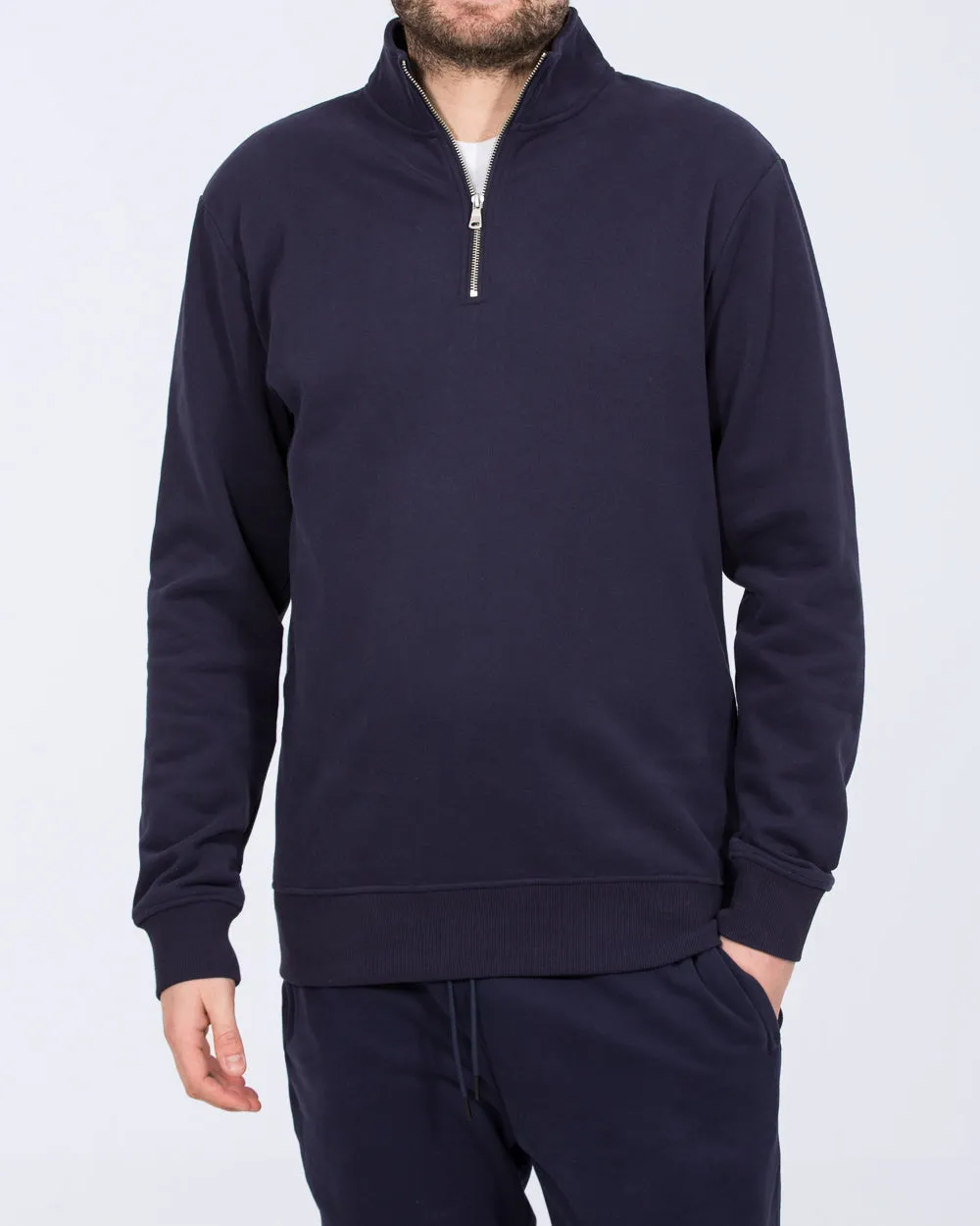 2t Wyatt Tall Quarter Zip Sweatshirt (navy) texture play