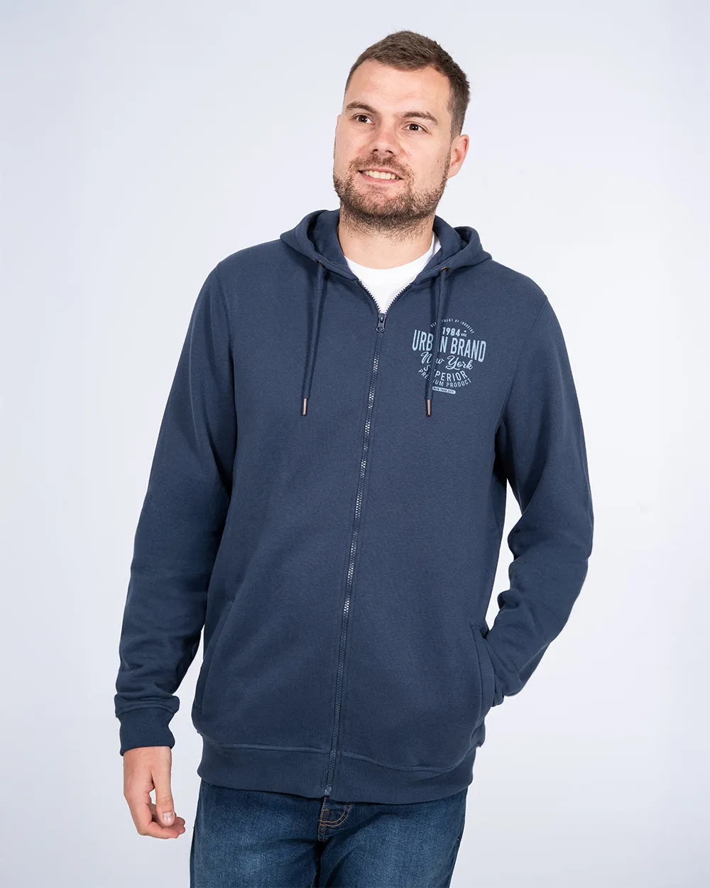 2t Zip Up Tall Printed Hoodie (blue) quiet bold