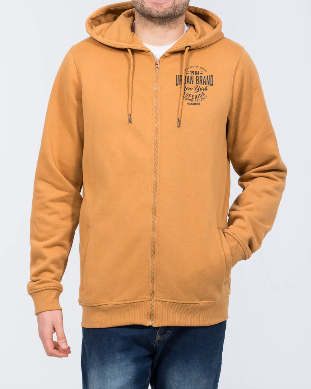 2t Zip Up Tall Printed Hoodie (brown) comfort mode